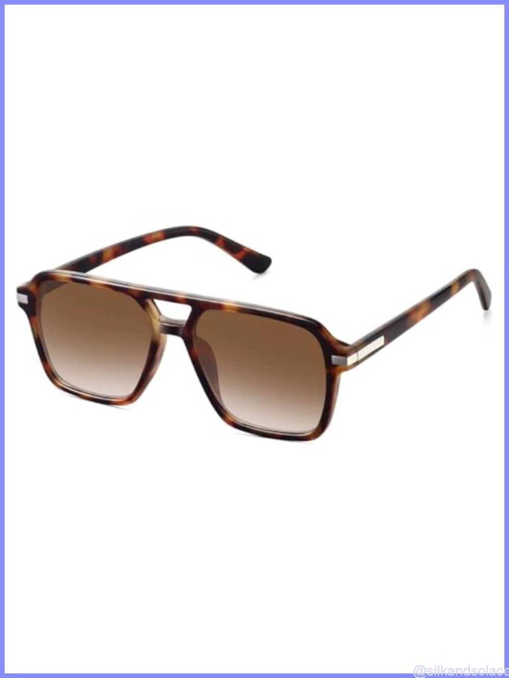 Retro Aviator Sunglasses Square Double Bridge UV400 Unisex Vintage